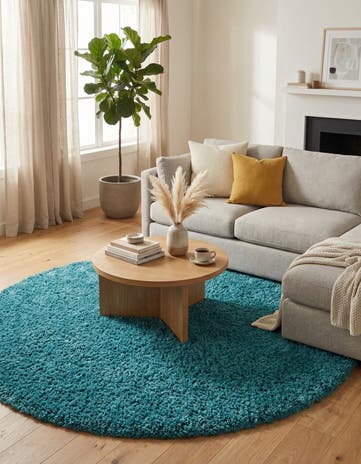 7' 10 x 7' 10 Solid Shag Round Rug