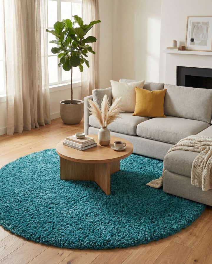 7' 10 x 7' 10 Solid Shag Round Rug
