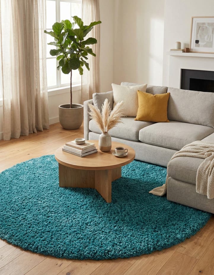 7' 10 x 7' 10 Solid Shag Round Rug