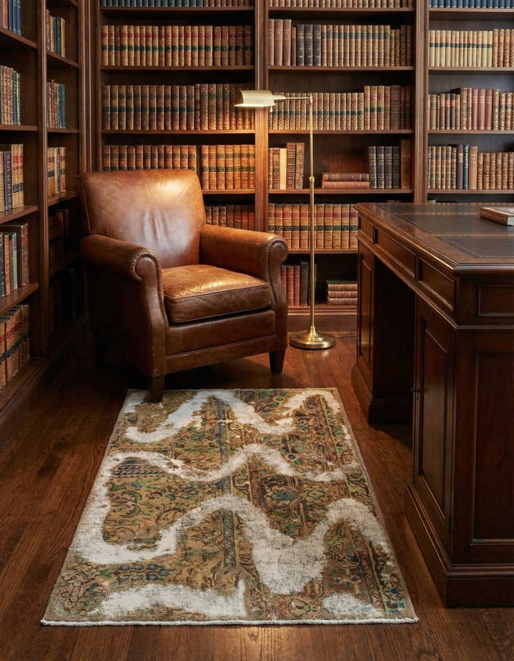 Detail image of 2' 6 x 4' Hand Knotted Ultra Vintage Persian Wool Rug