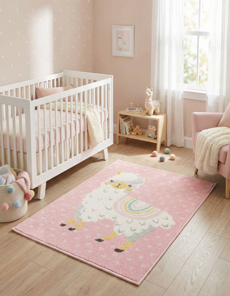 Detail image of  2' 2 x 3' Llama Whimsy Kids Rug