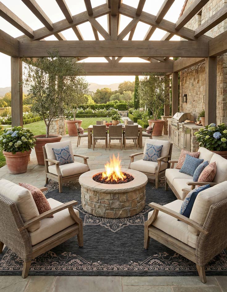 Detail image of 13' x 13'  Washable Traditional Indoor / Outdoor Square Rug