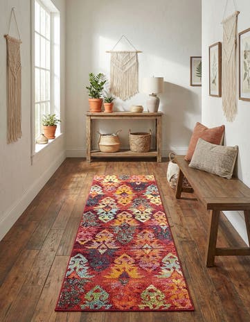 Rust Red Washable Santa Fe Runner Rug