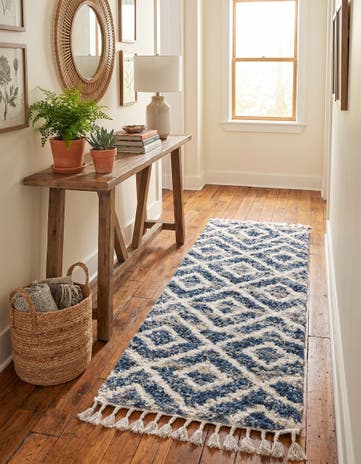 Blue Athena Shag Runner Rug