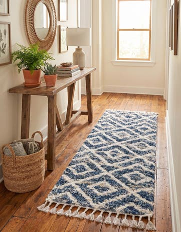 Blue Athena Shag Runner Rug
