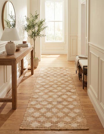 Ivory and Beige Hand Woven Kala Handwoven Jute Runner Rug