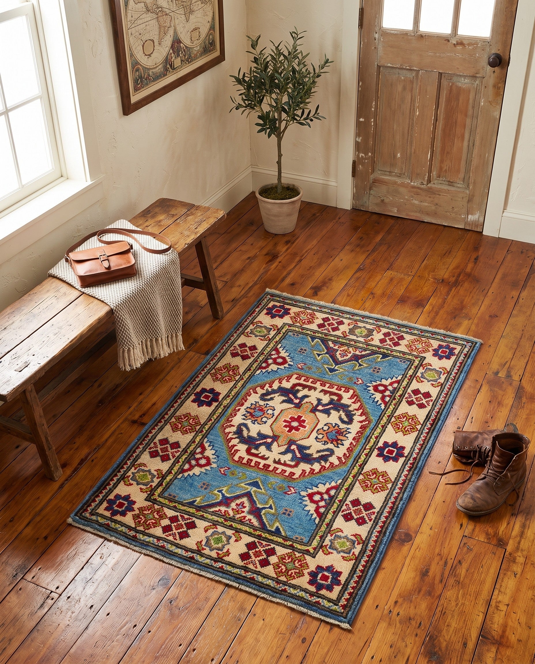 1' 11 x 2' 11 Hand Knotted Kazak Rug