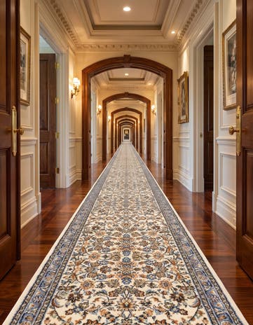 Ivory Kashan Design Runner Rug