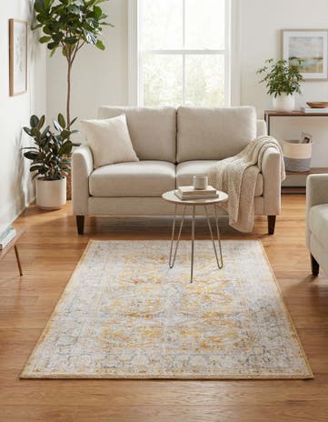 Yellow Washable Timeless Rug