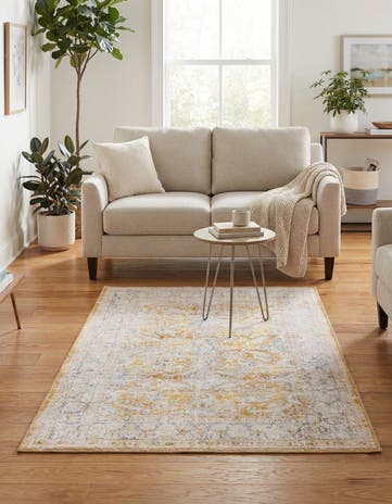 Yellow Washable Timeless Rug