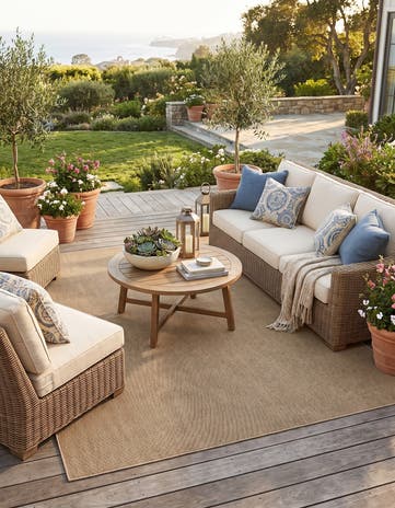 7' 10 x 10' Easy-Clean Solid Indoor / Outdoor Rug