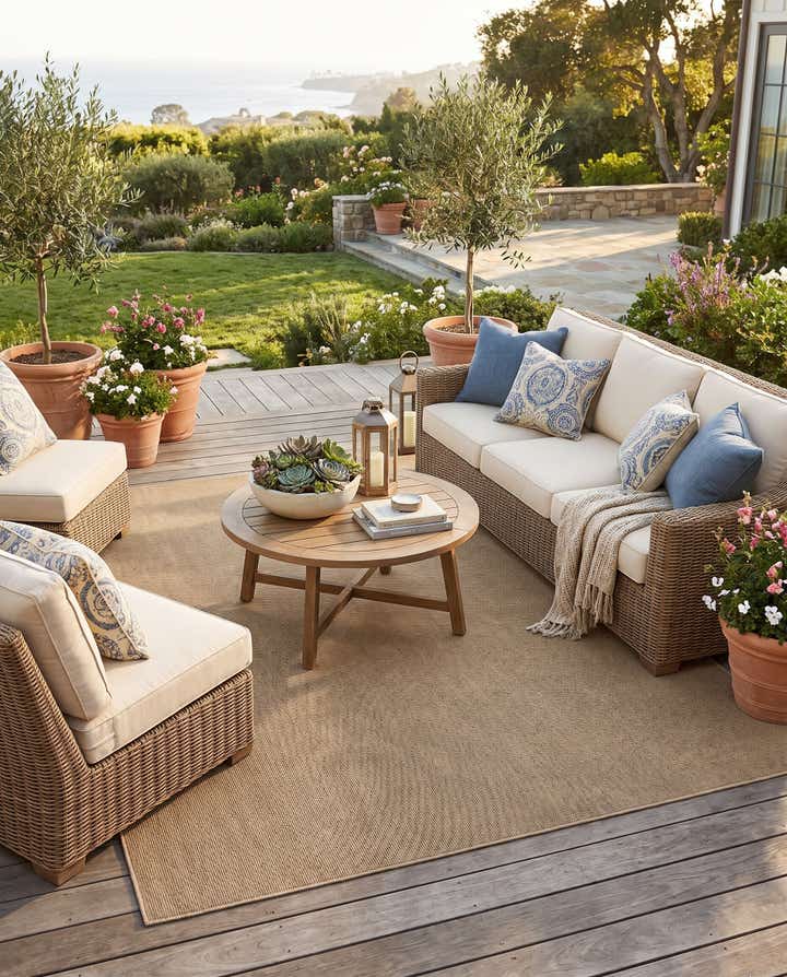 7' 10 x 10' Easy-Clean Solid Indoor / Outdoor Rug