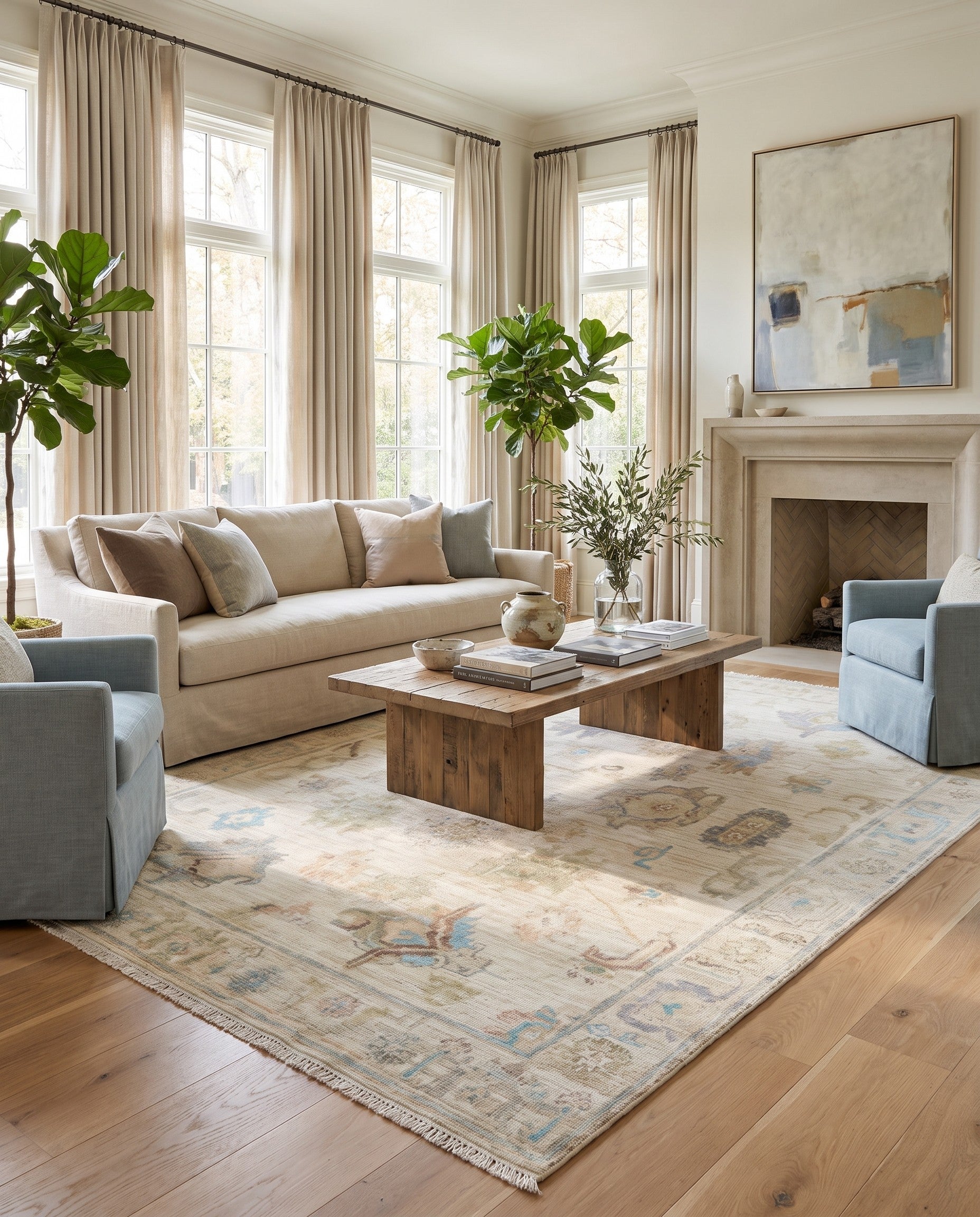 9' 9 x 13' 9 Oushak Wool Rug