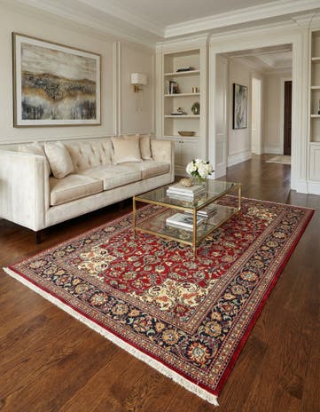 4' 7 x 7' Hand Knotted Qom Persian Rug