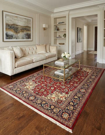 4' 7 x 7' Hand Knotted Qom Persian Rug