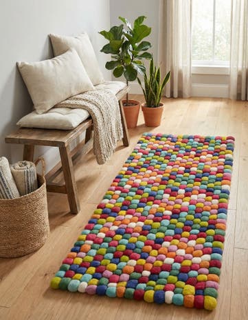 Felt Ball Wool Runner Rug