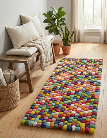 Felt Ball Wool Runner Rug