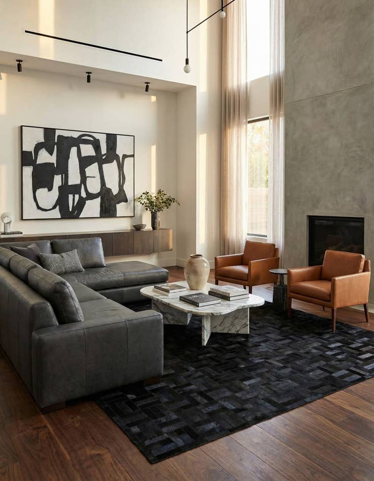 Detail image of 8' 2 x 10' 1 Cowhide - Patchwork Rug