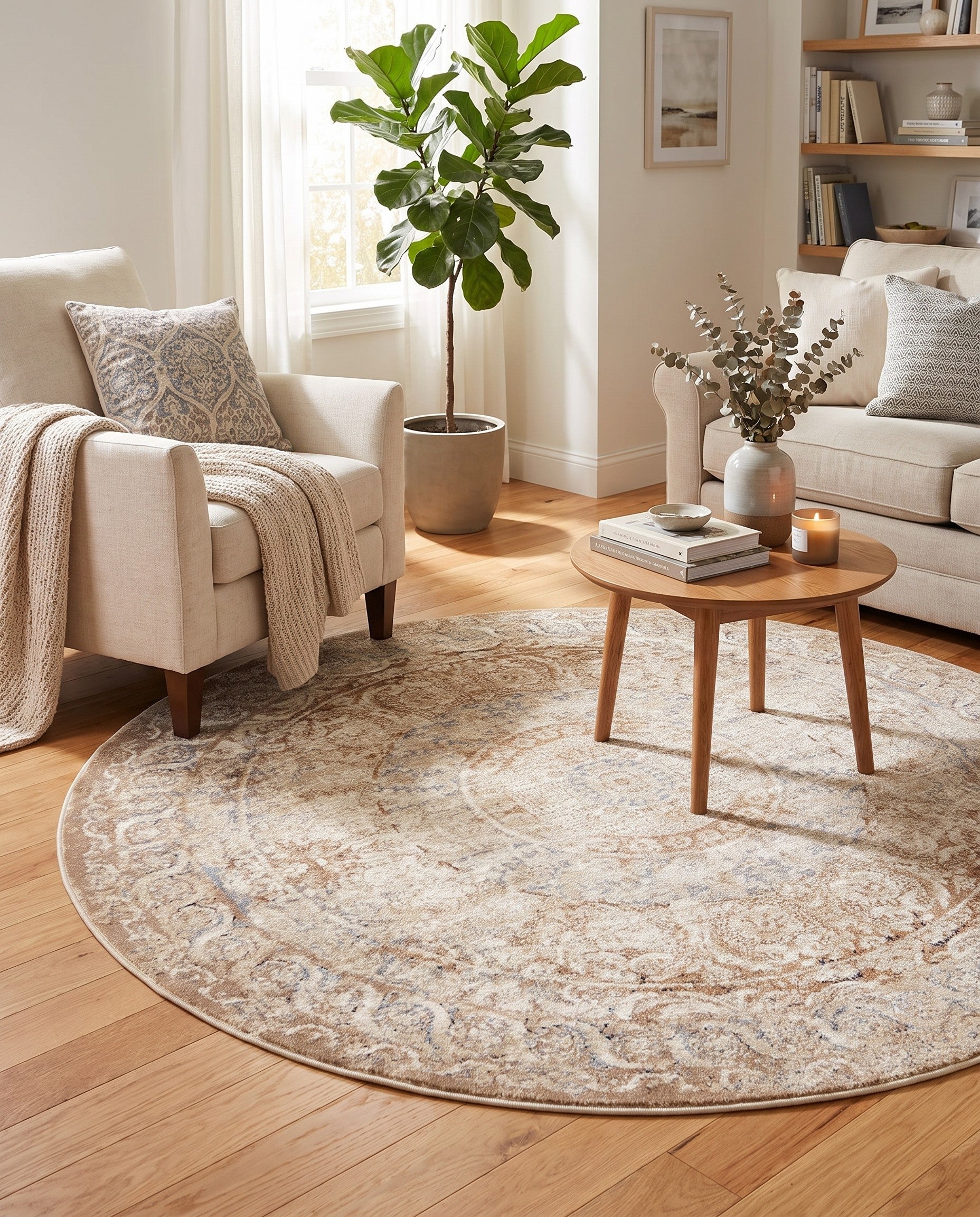 Beige Eliza Round Rug