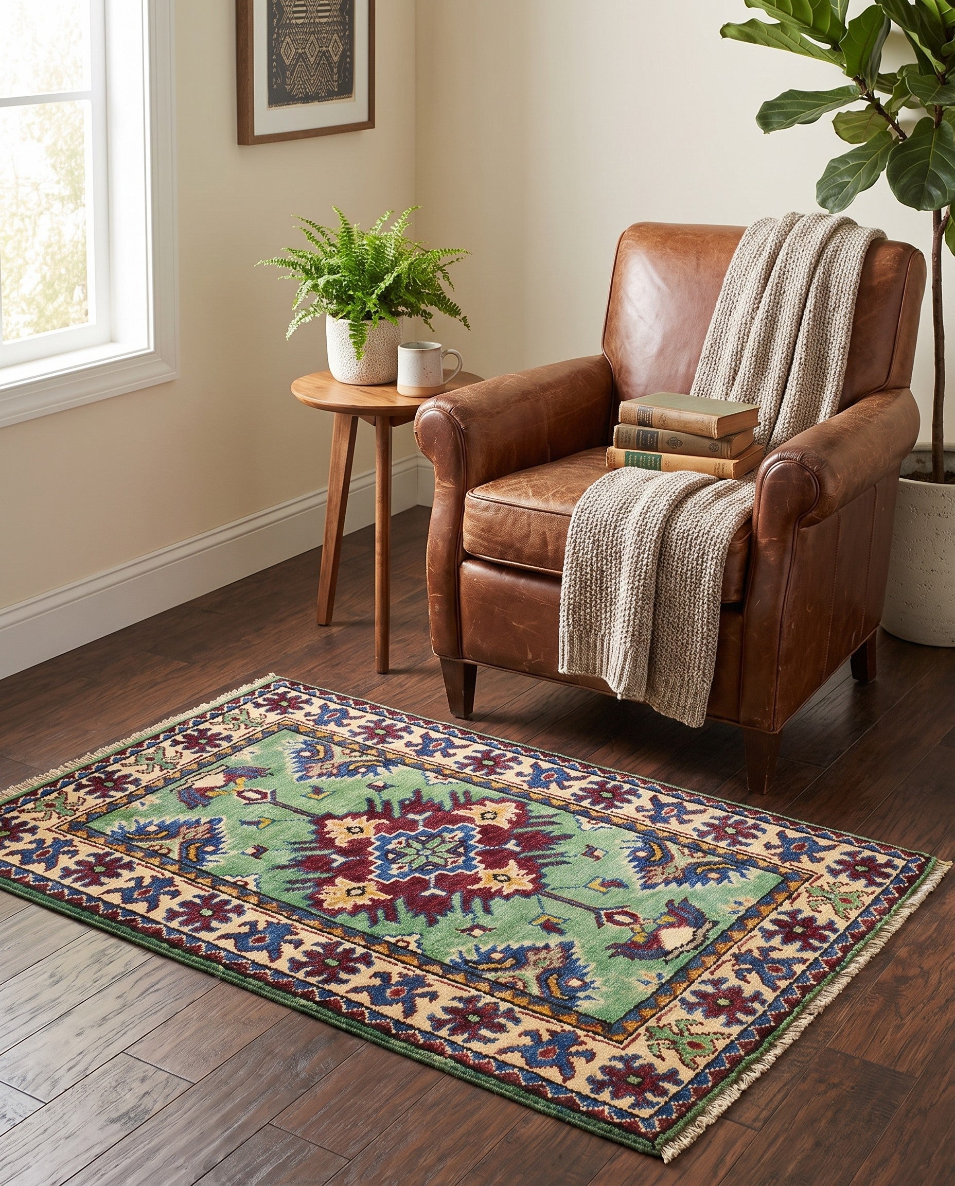 2' x 3' 1 Hand Knotted Kazak Rug