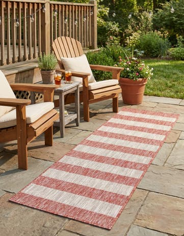 Rust Red Easy-Clean Ribbon Indoor / Outdoor Runner Rug