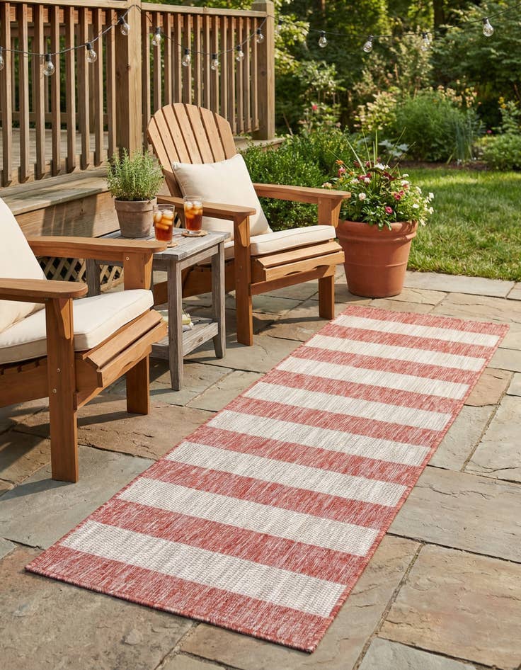 Detail image of 2' x 6' Easy-Clean Ribbon Indoor / Outdoor Runner Rug