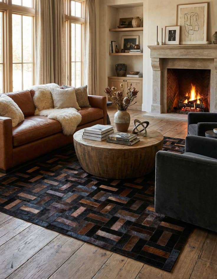 Detail image of 5' 3 x 8' 2 Cowhide - Patchwork Rug