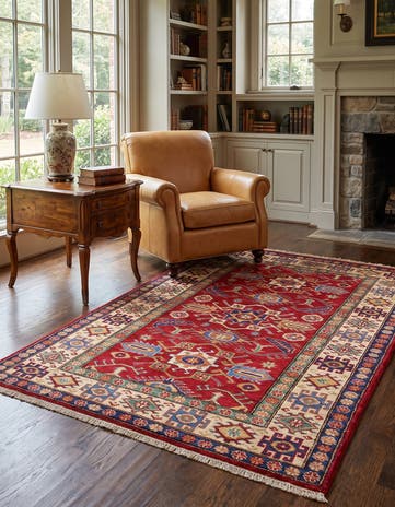 3' 3 x 5' 5 Hand Knotted Kazak Rug