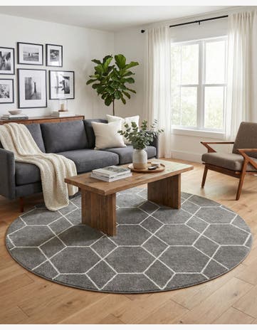 7' 10 x 7' 10 Trellis Frieze Round Rug