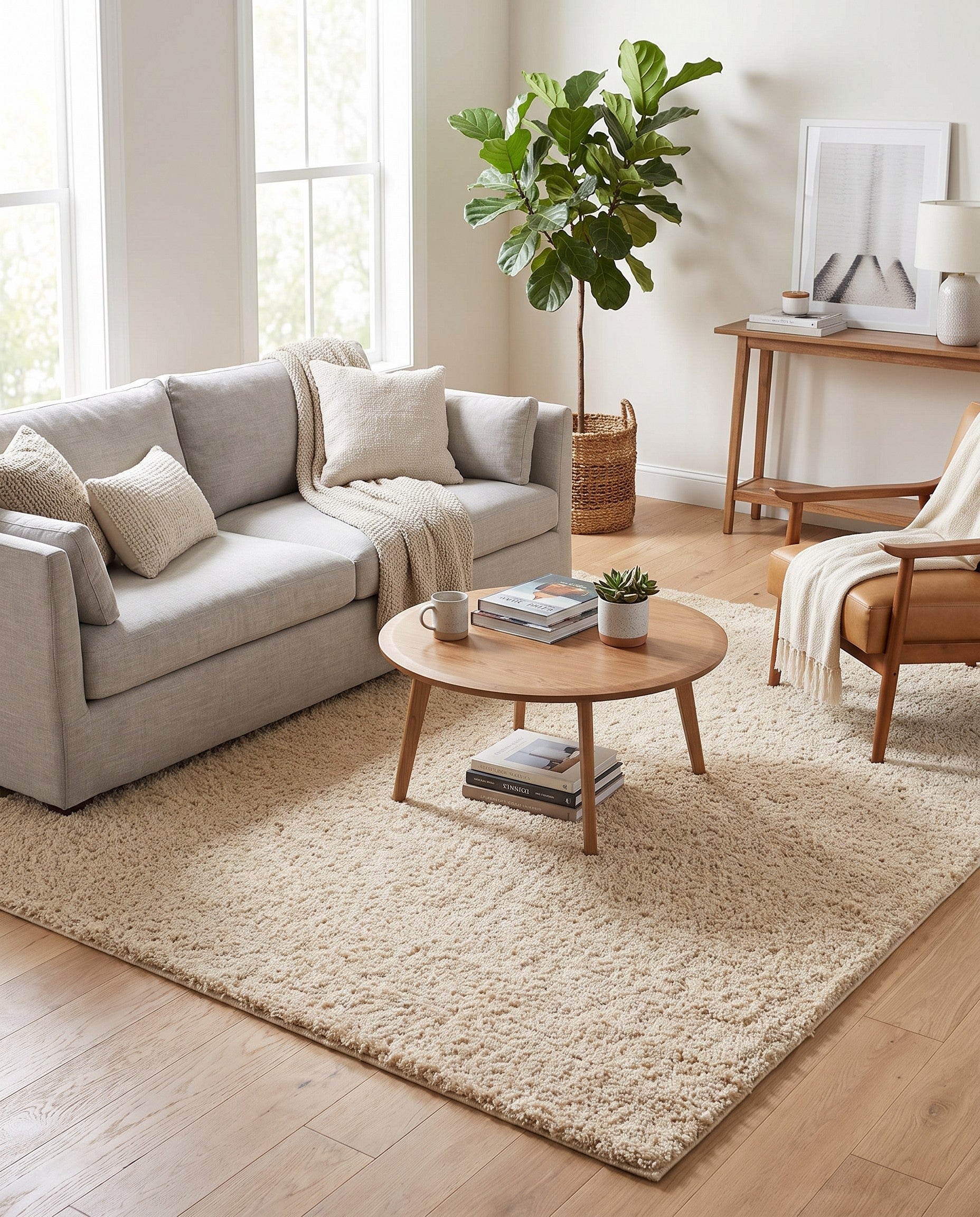 7' 10 x 7' 10 Soft Solid Shag Square Rug
