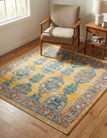Yellow Lola Square Rug