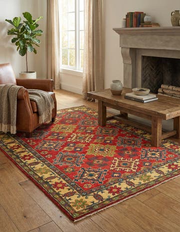 4' x 5' 9 Hand Knotted Kazak Rug
