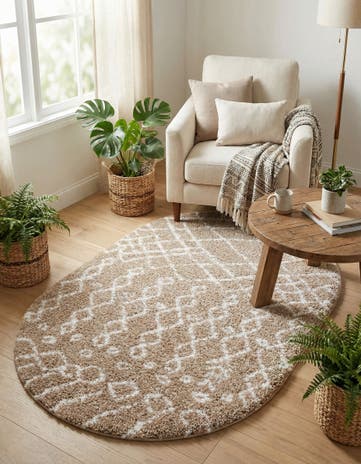Taupe Moroccan Shag Oval Rug
