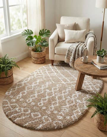 Taupe Moroccan Shag Oval Rug