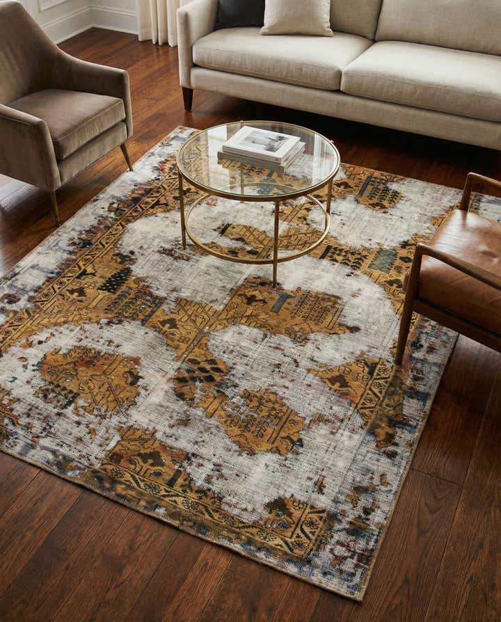 4' 10 x 6' 3 Hand Knotted Ultra Vintage Persian Wool Square Rug