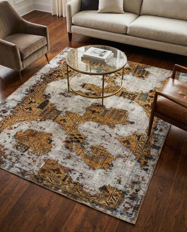 Detail image of 4' 10 x 6' 3 Hand Knotted Ultra Vintage Persian Wool Square Rug