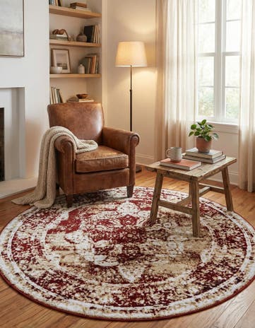 Burgundy Monte Carlo Round Rug