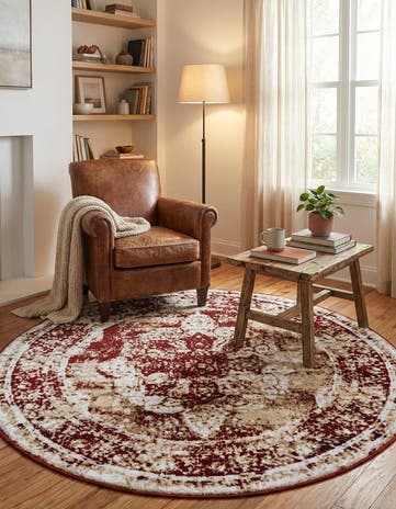 Burgundy Monte Carlo Round Rug