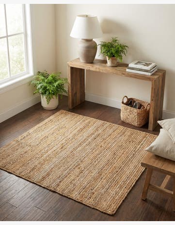 4' 1 x 4' 1 Handmade Braided Jute Square Rug