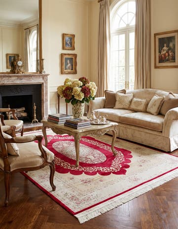 Red Qom Bamboo Silk Rug