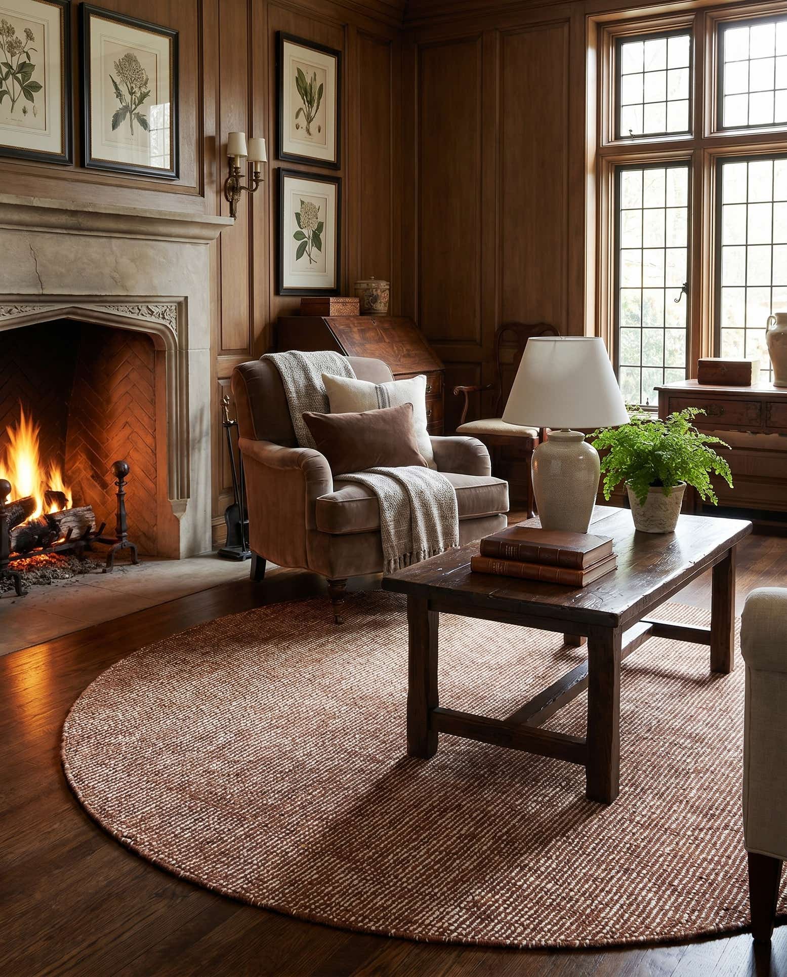 5' 1 x 5' 1 Hand Woven Jill Zarin English Manor Wool Round Rug