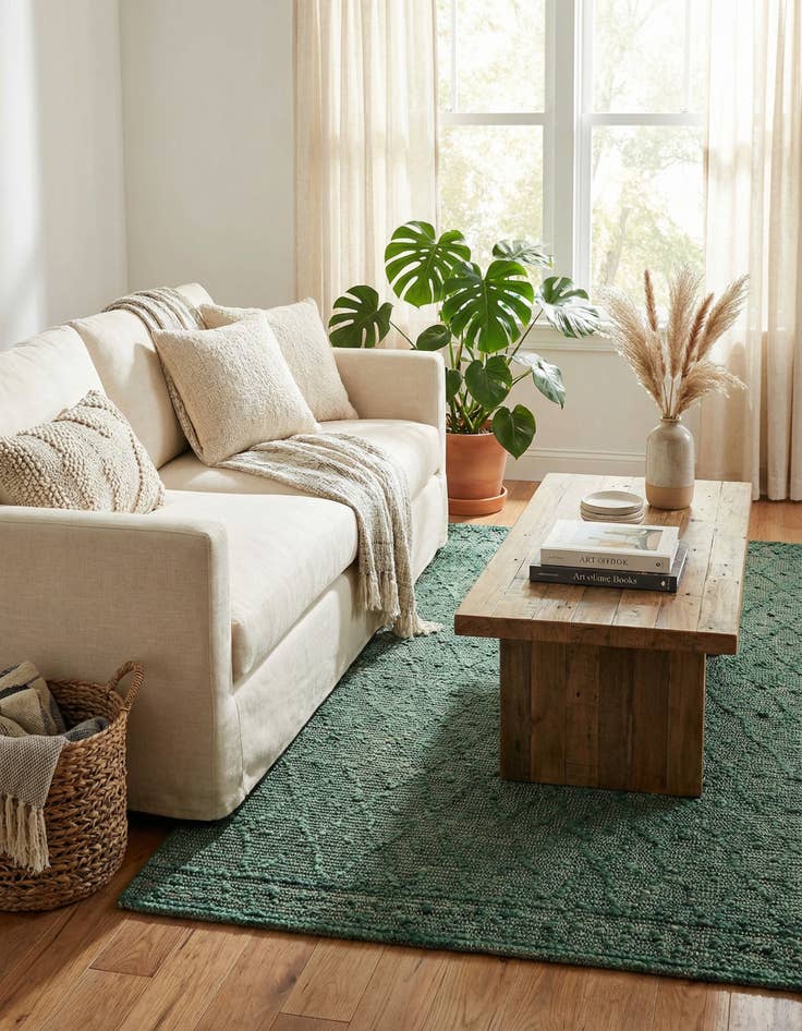 Detail image of 5' 3 x 8'  Hand Woven Larsa Jute Rug