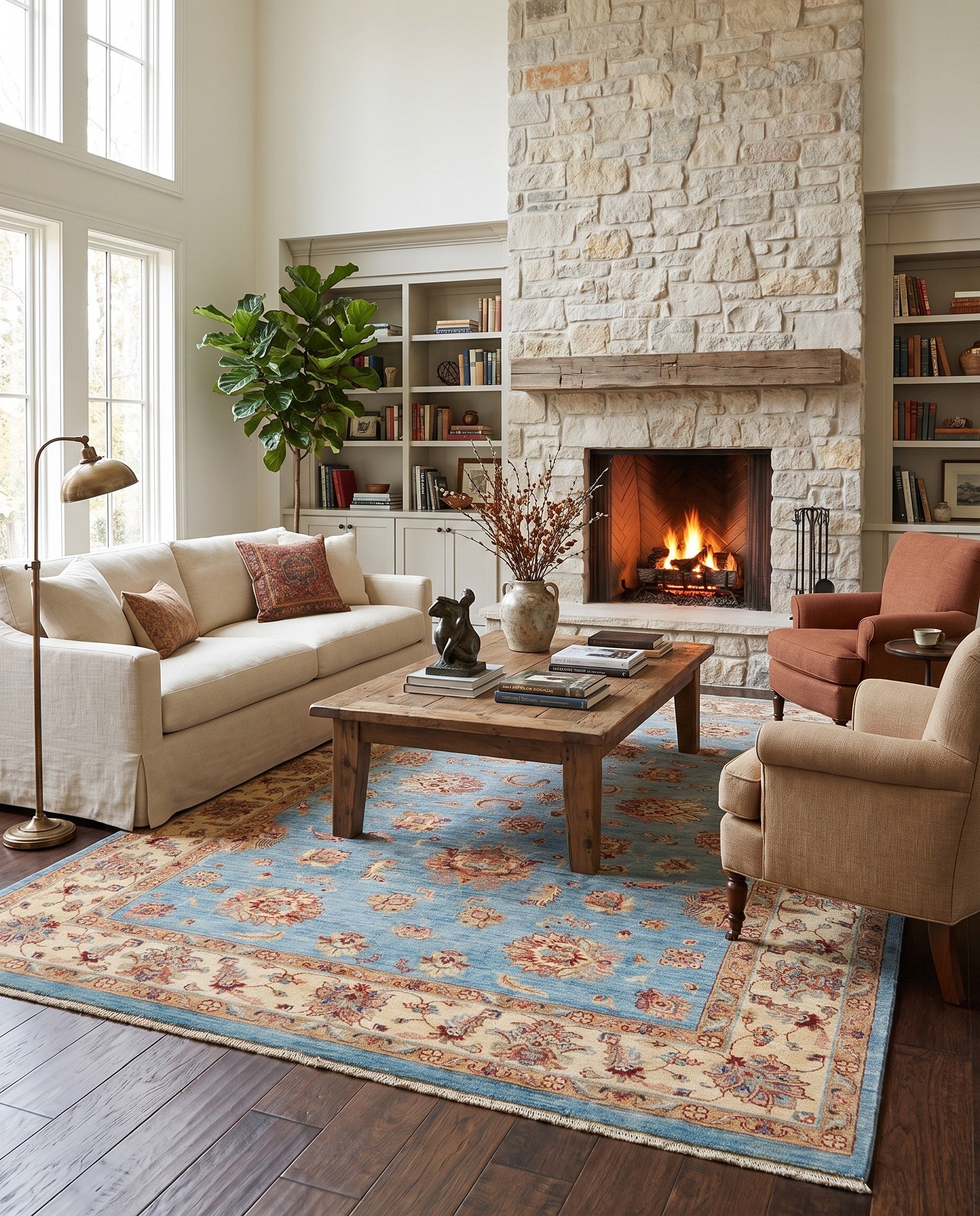 6' 8 x 10' 2 Hand Knotted Ziegler Rug