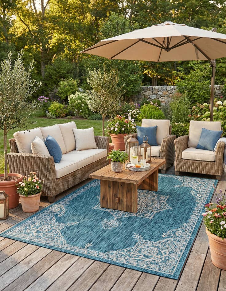 Detail image of 5' 3 x 8' Washable Traditional Indoor / Outdoor Rug