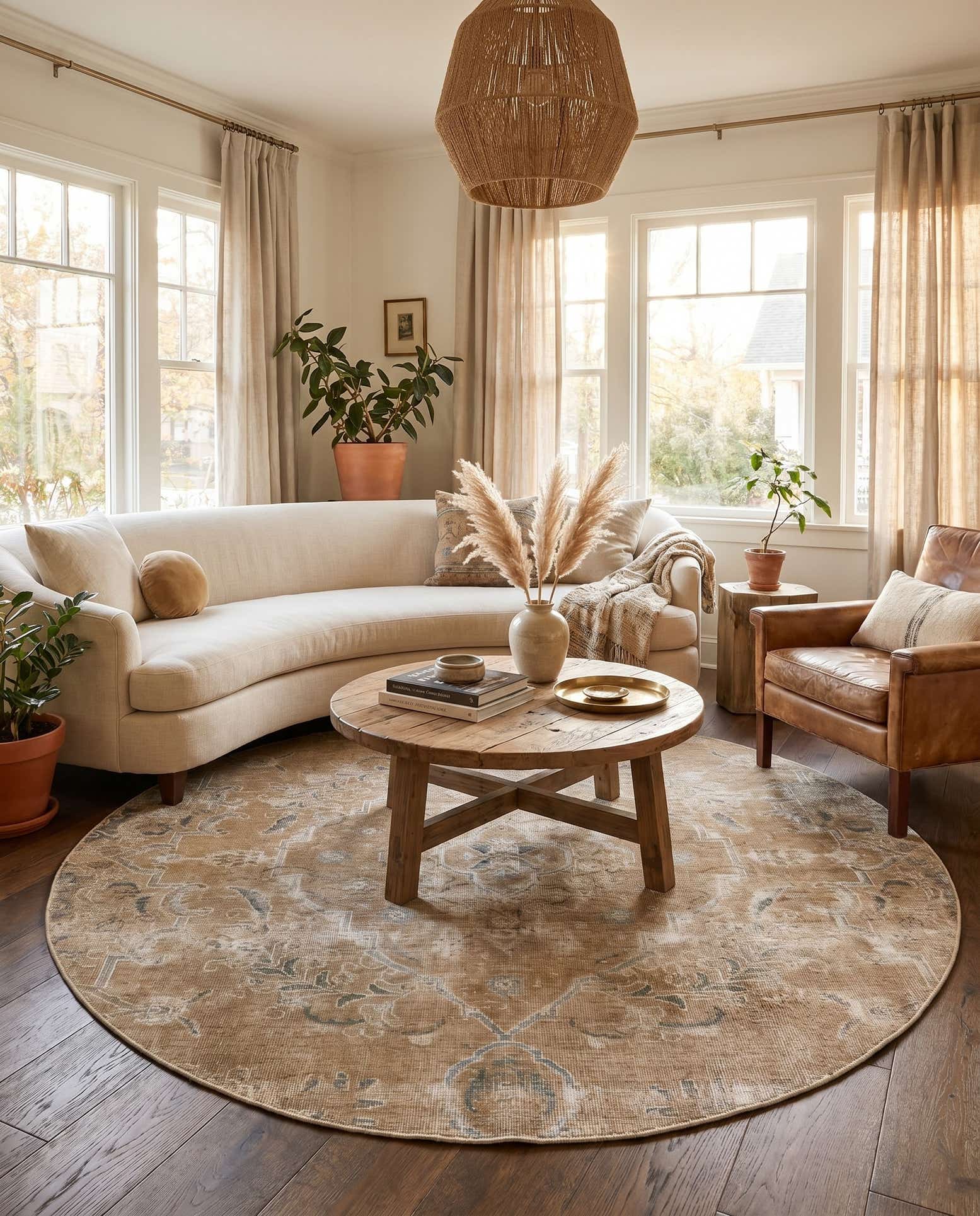 6' 1 x 6' 2 Hand Knotted Ultra Vintage Persian Wool Round Rug