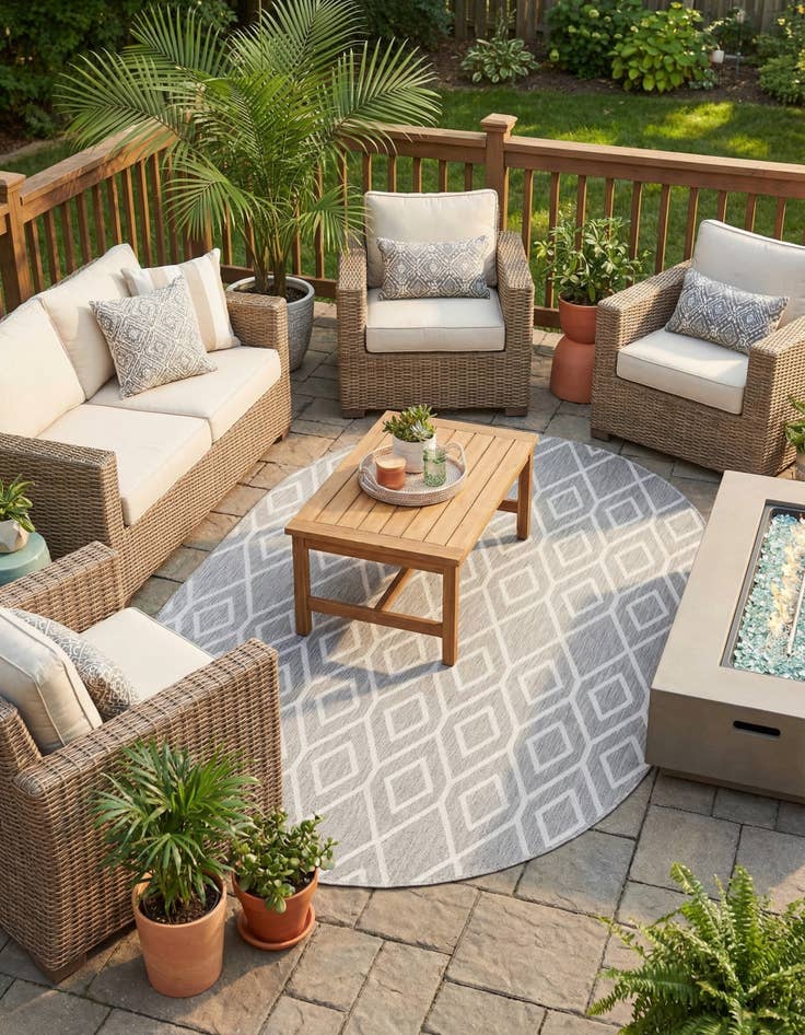 Detail image of 5' 3 x 8' Easy-Clean Jill Zarin Turks and Caicos Indoor / Outdoor Oval Rug