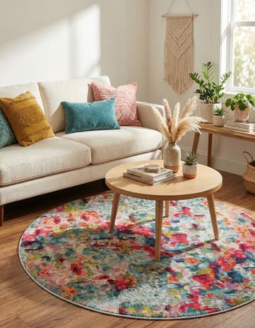 5' 3 x 5' 3 Washable Spectrum Round Rug