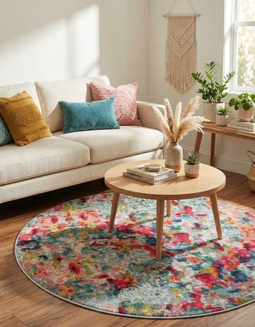5' 3 x 5' 3 Washable Theia Round Rug