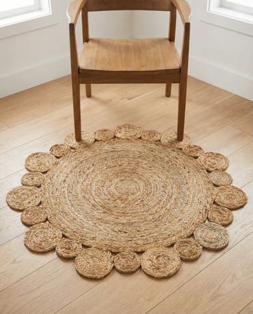  3' 1 x 3' 1  Hand Braided Jute Round Rug