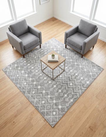 Gray Moroccan Trellis Square Rug
